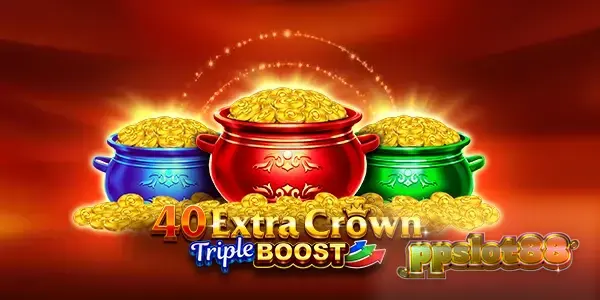Tampilan visual slot 40 Extra Crown Triple Boost Golden Coins Link dengan simbol buah dan mahkota.